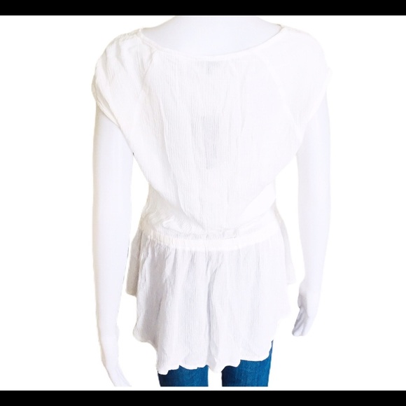 NWT DYNAMITE Drop Sleeve Crochet Tunic Top/Blouse With Cap Sleeves Ivory Sz XS/M - Picture 3 of 12